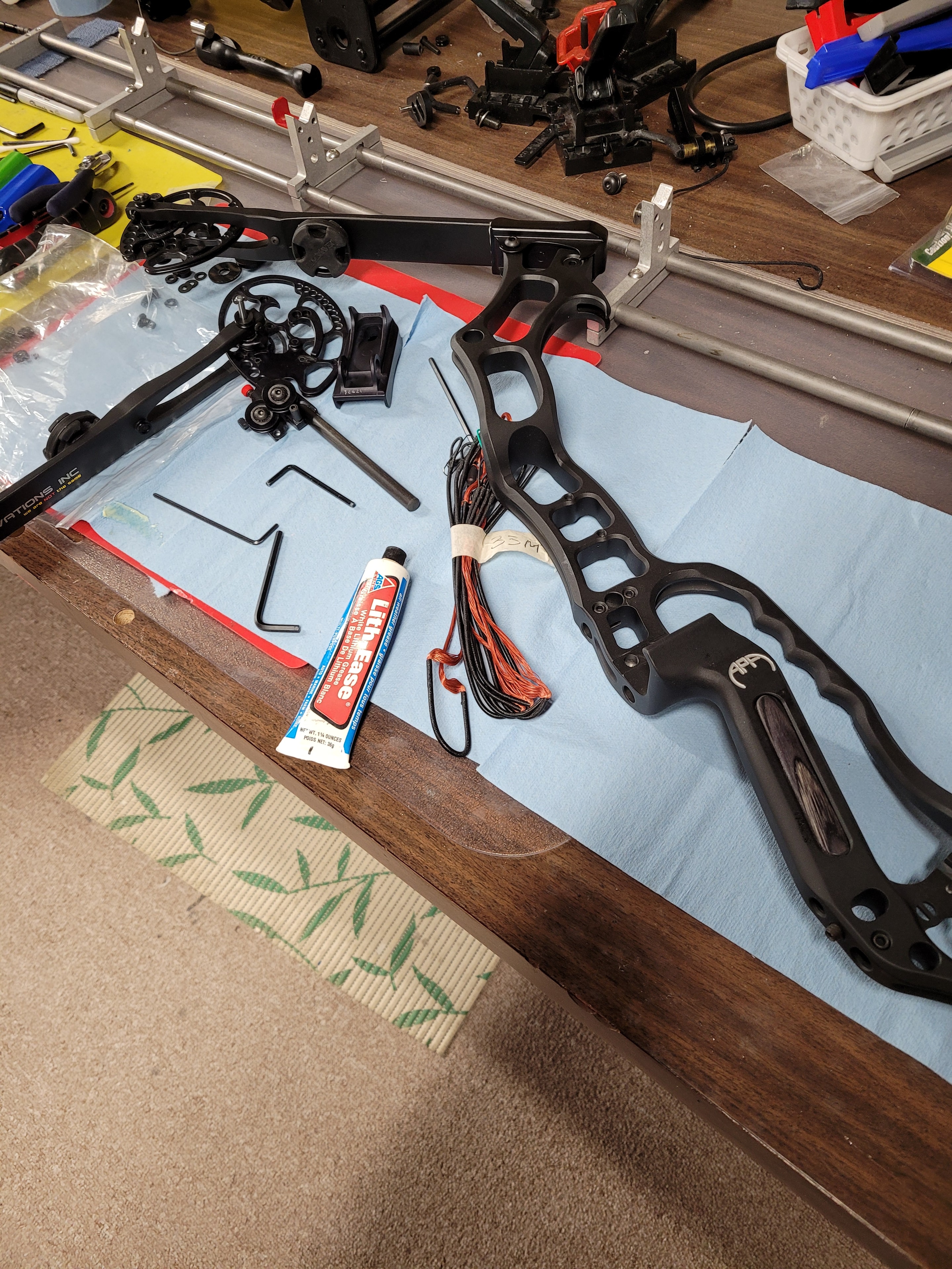 Bow tuning workbench in the archery pro shop